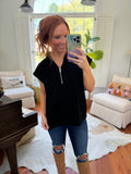 Black Luxe Half Zip Top