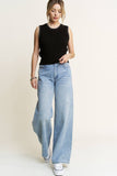 HQP0001-DENIM WIDE LEG JEANS-BROKEN