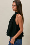 BOW DETAIL HALTER NECK FLARE TOP