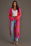 Bright Pink & Orange Striped Duster Cardigan