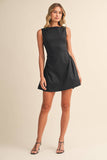 ID10174-A SLEEVELESS WOVEN MINI DRESS WITH SIDE PLEAT DETAIL