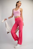 COTTON LYCRA BUBBLED FLARE PANTS