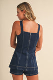 IR2520 SQUARE NECK LINE DENIM ROMPER
