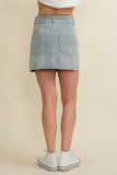 CS5938A - PEARL POCKET DETAIL DENIM SKIRT