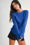8414IN Thermal Knit Lettuce Edge Long Sleeve Top
