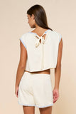 Sleeveless Crop Top & Skort Set W/Contrast Trim