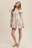 Floral Puff Sleeve Smocked Dress