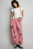 Round Neck Trim Point Floral Patch Sleeveless Top
