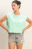 Crew Neck Boxy Sleeveless Cropped Top