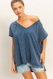 Oversized V-Neck Mineral Washed Top