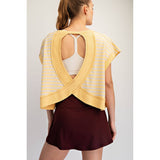 STRIPED FRENCH TERRY OPEN BACK TOP