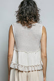 Sleeveless contrast thermal cropped babydoll top