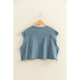 Crew Neck Boxy Sleeveless Cropped Top