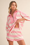IST5983-A  STRIPED HALF ZIP TOP AND SHORTS SET