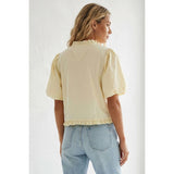 Ruffle Detail Bubble Sleeve Top