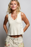 Sleeveless V neck star patch on side knit top