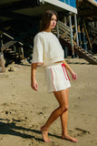 T2917A-SET Oversized Cropped Sweatshirt & Bow Tie Shorts Set