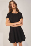 D4338 Seamed A-Line Flare Solid Mini Dress