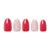 Red Blossom Press-On Nails | Short Oval | Red Floral Love