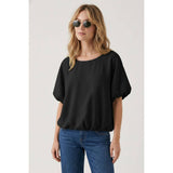 Wide Neck Short Sleeve Bubble Hem Top