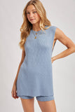 SLEEVELESS SIDE SLIT & SHORT KNIT SWEATER SET