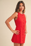 IR2451 LINEN SLEEVELESS MINI DRESS WITH BUILT IN SHORTS