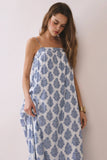 CD06741-Printed Flowy Silhouette Side Pockets Maxi Dress
