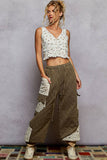 V-Neck Sleeveless Lace Ribbed Knit Top