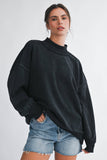 9164HK Oversized Mock Neck Washed Sweatshirt
