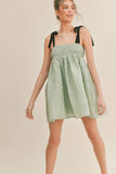 ID6302 BOW STRAP SQUARE NECK BABYDOLL MINI DRESS
