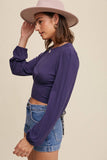 Floral Back Tie Ribbed Crop Top