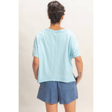 Oversized V-Neck Short Sleeve Top