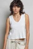 Sleeveless V neck star patch on side knit top