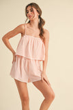IST5868 STRIPED POPLIN CAMI  AND SHORTS SET