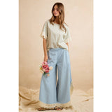WIDE LEG CROCHET LACE WITH TULIP HEM JEANS