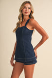 IR2520 SQUARE NECK LINE DENIM ROMPER