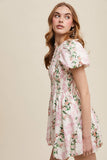 Floral Puff Sleeve Smocked Dress
