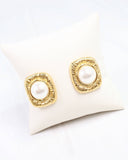 Aspen Pearl Textured Stud Earring Gold