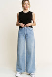 HQP0001-DENIM WIDE LEG JEANS-BROKEN