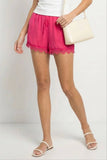 Lace Trim Tie Waist Shorts
