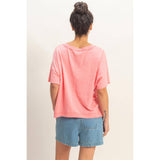 Oversized V-Neck Short Sleeve Top