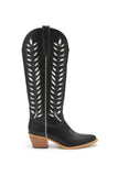 LUCIA LEAVES CUT OUT DESIGN TALL COWBOY BOOTS