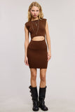 Ribbed Knit Bodycon Cut Out Mini Dress