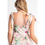 LOVELY PRINT EYELET TIERED MINI DRESS