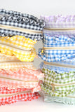 Gingham Ruffle Zipper Pouch Embroidery Friendly Cosmetic Bag