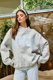 IT2594E-WWJD2 Stripe Embroidered "WWJD" Mock Neck Sweatshirt