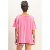 Washed V-Neck Oversized Tee