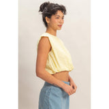 Bubble Hem Cotton Eyelet Sleeveless Top
