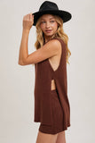 SLEEVELESS SIDE SLIT & SHORT KNIT SWEATER SET