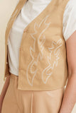 DENIM EMBROIDERY DESIGN ON FRONT CROP VEST